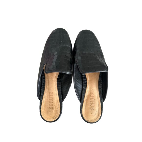 SCHUTZ Black Leather Mule Loafer Flats Size 6 - Picture 5 of 7